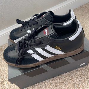 NWT Adidas Samba Leather Suede Sneakers Black White Men 6